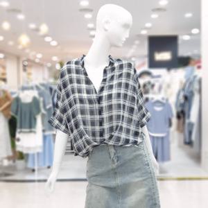 [ab.f.z]가오리 체크 시스루 쿨 블라우스 FSPNZ3B401H