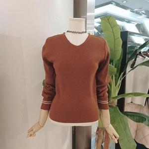 [파르베]  F23A46342_기본 골지 브이넥 니트