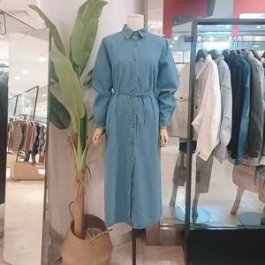 [파르베]  F22D74605_허리 끈 청 원피스