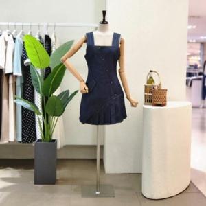 [포커스]  FM3C7OP02699_데님 플리츠 뷔스티에 미니 원피스