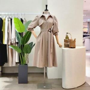 [포커스]  FS3A7OP01297_삼각 벨티드 트렌치 롱 원피스