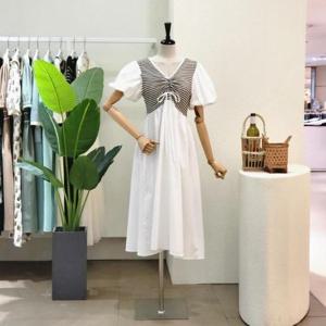 [포커스]  FM3F7OP05697_니트 포인트 퍼프 롱원피스