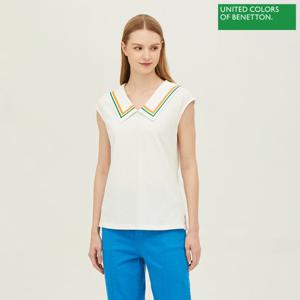 [베네통]베네통 세일러 카라 슬리브리스 티셔츠 BATSF3241_WH