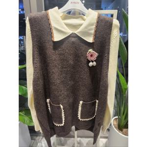 [에이렌](더센트럴) 에이렌 장미 조끼 니트 RM5VT209 BR FR