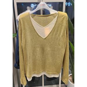 [에이렌](더센트럴) 에이렌 브이넥 니트 티셔츠 RM5KN225 YE FR