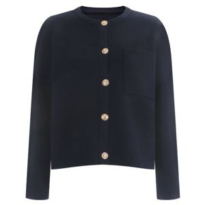 [샵앤]도톰 여성 라운드 금장단추오픈 간절기 봄 캐시미어 니트