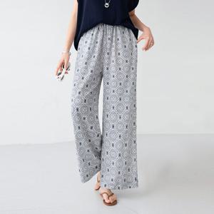 [피핀] 710864 린넨 기하학 밴딩 팬츠