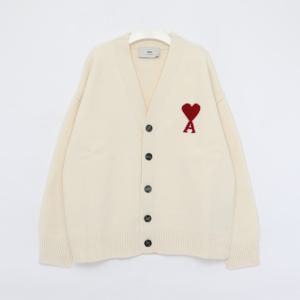 아미 레드 빅하트로고 오버핏 울 공용 가디건 UKC367 018 154