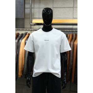 [빠니깔레]MARIO리오셀스판코튼 세미오버핏 화이트반팔로고티 m-qtee23wh