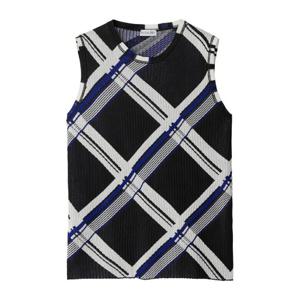 버버리 플라드 패턴 리브 슬리브리스 실크 탑 8088896 A1003