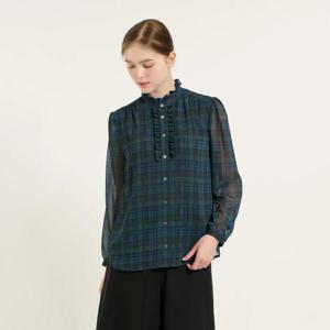 [비씨비지]프릴 타탄 프린트 쉬폰 블라우스  B5C7B420