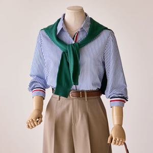 [커스텀에이블] 스트라이프 테잎배색 긴팔셔츠_T2509BL097C