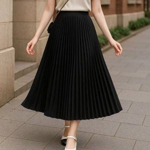 [잇백잇슈]새틴플리츠스커트 롱치마 편안 깔끔 예쁜 데일리 여성