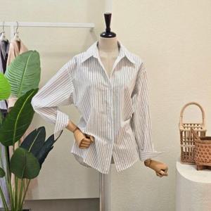 [포커스]FF5H3BL30191_스트라이프 카라넥 셔츠