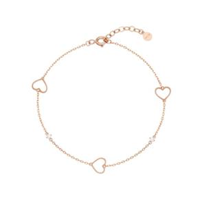 미니골드 14k 밀그레인트리플하트체인팔찌 BMSM4065