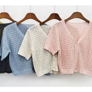 [굿쇼핑몰_의류]여성 펀칭 반팔 니트 스웨터 가디건 DJJ1030