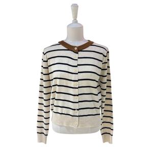 [에이지도르]라운드 배색 단가라 가디건 ALFIAUC170