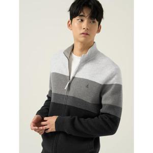 [빈폴멘] 컬러블럭 집업 카디건 - 라이트 그레이 (BC595AC302)