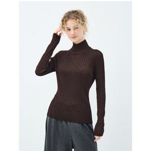 [유닛]글리터 러플 소매 단델리온 터틀넥 풀오버 (UFKKTN344N-BR