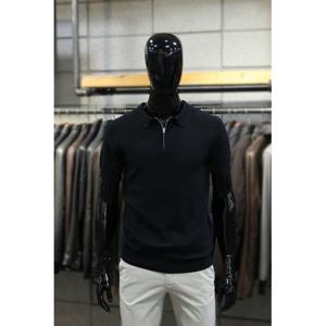 [빠니깔레]MARIO블랙비스코스매쉬 반집업카라 썸머니트티 m-qnit10bk