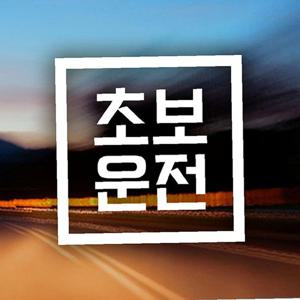 초보운전(직사각) 초보자동차스티커-화이트