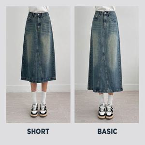 [나크21] 빈티지 워싱 A라인 데님 롱스커트 DM53-P-09