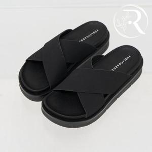 [디자이어로즈] 남자 블랙 키높이 크로스 슬라이드