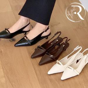 [디자이어로즈] 여성 정장 미들힐 슬링백샌들