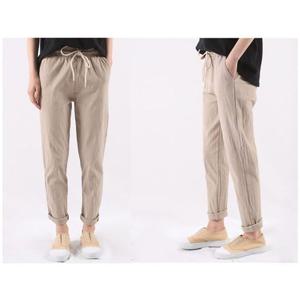 9부여자바지 켜플 여자 긴바지 린넨 밴딩 9부 여름 바지 여성하