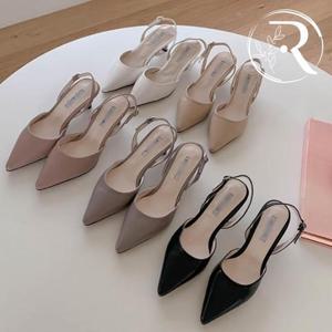 [디자이어로즈] 뾰족코 컬러 슬링백 샌들 힐 5cm