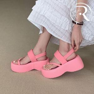 [디자이어로즈] 여성 컬러 통굽샌들 7cm 키높이샌들