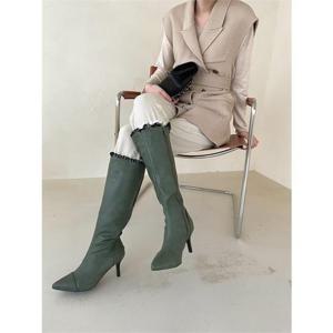 [헬로우하이힐] 루칸 프릴 롱부츠 스틸레토 힐 부츠