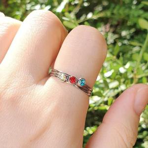 3개세트 3컬러 큐빅 써지컬스틸 실반지 실버 핑크골드