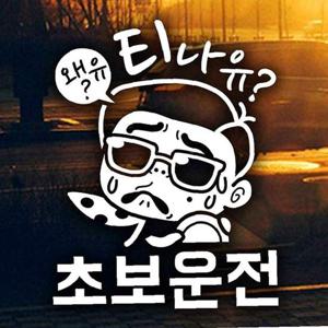 왜유 티나유 초보운전 초보자동차스티커 화이트