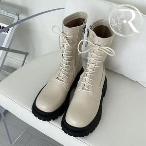 [디자이어로즈] 화이트 소가죽 레이스업 워커 6.5cm