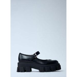 25 FW 프라다 여성 가죽 로고 플라크 플랫폼 플랫  pra0262052blk