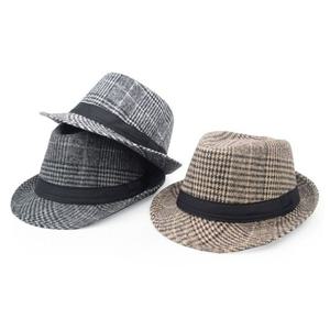 신사모자 남성 모직 체크 페도라캡 1P 캐주얼 패션 중절모 모자