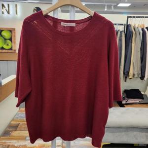 스테파니 HC03 브이짜임 5부 니트 티 A25SW5303