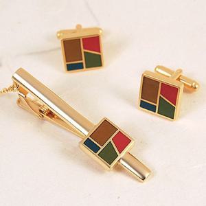 책갈피 (카라빈카)문양넥타이핀 커프스set- 조각보