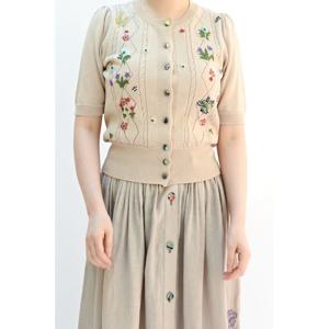 [비꼴리끄(여성)]퍼프소매 자수 가디건 B242KC3010