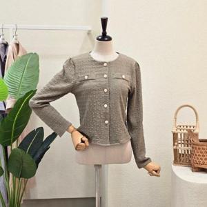 [포커스]FF5I9BL5258_골드 버튼 라운드 블라우스