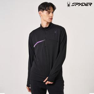 [스파이더] 남성 러닝 하프 집업 티셔츠 SPKWCNRL232MBLK