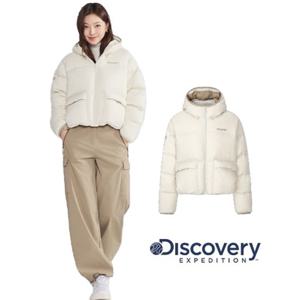 디스커버리 2025F W 겨울 [DWDJ9P056BES] 여성 아웃포켓 다운 크롭 숏패딩