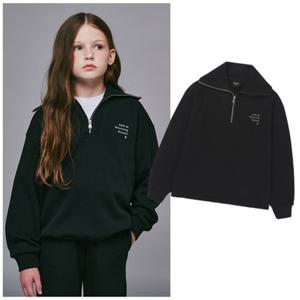 블루테일2 AZH8TS01BK 주니어 남아 여아 블랙 스트링 기모 하프 집업 티셔츠 초등