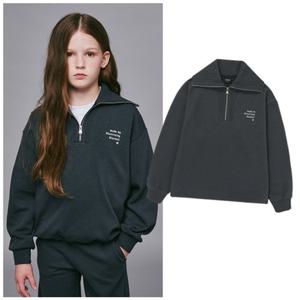 블루테일2 AZH8TS02CG 주니어 남아 여아 차콜그레이 스트링 기모 하프 집업 티셔츠 초등