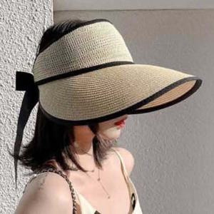 자외선차단모자 리본포인트 돌돌이 라탄 썬캡 외출 휴가