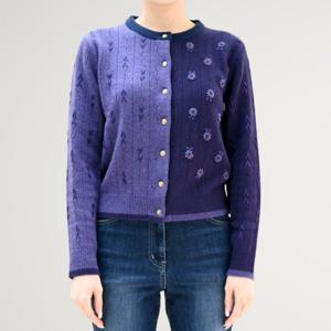 [비꼴리끄(여성)]반반 배색 라운드넥 가디건 B254KC2010