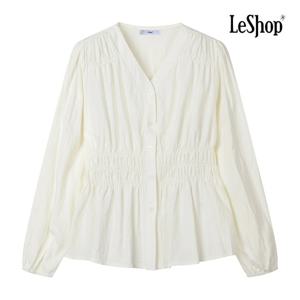 [르샵]허리 스모크 밴딩 V넥 버튼 블라우스 BPABL002A