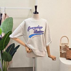 [포커스]FF5I7TS00094_레터링 7부 맨투맨 티셔츠