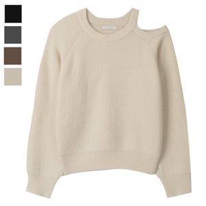 [리빌모아]여자 베로스 숄더 트림 라운드 니트 SGW-KN-Q095-크림